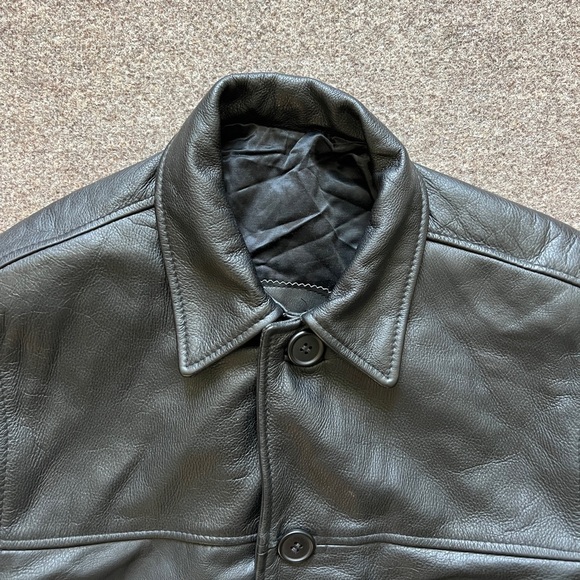 Vintage Black Genuine Leather Button Front Jacket Men’s S Heavyweight Coat 90s - Picture 14 of 14